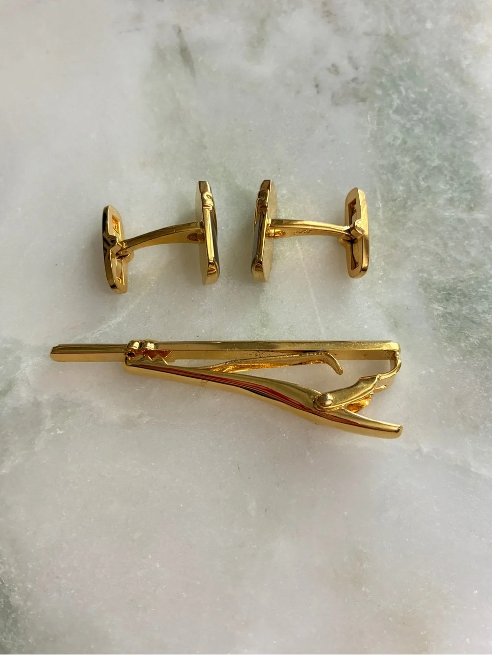 YSL Vintage Cuff Links & Tie Clip Set